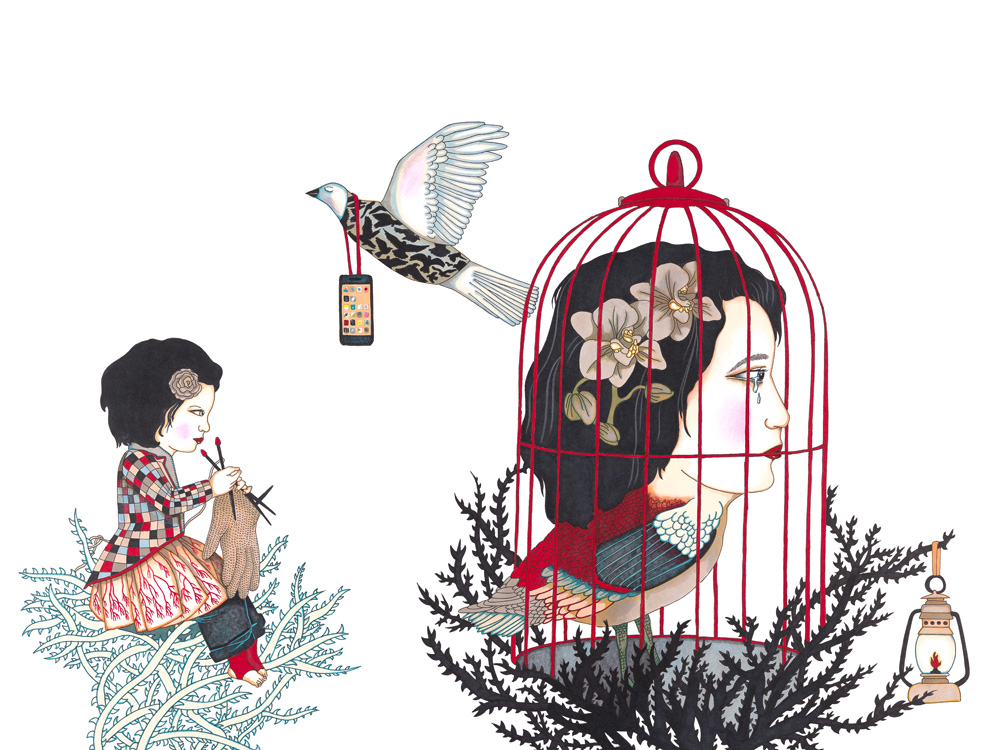 10_La cage - Illustrations du livre Ma mère. Editions Thierry Magnier_2015